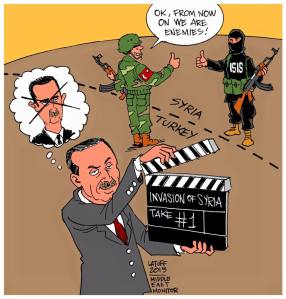 Γελοιογραφία που σατυρίζει την ξαφνική στροφή κατά της ISIS